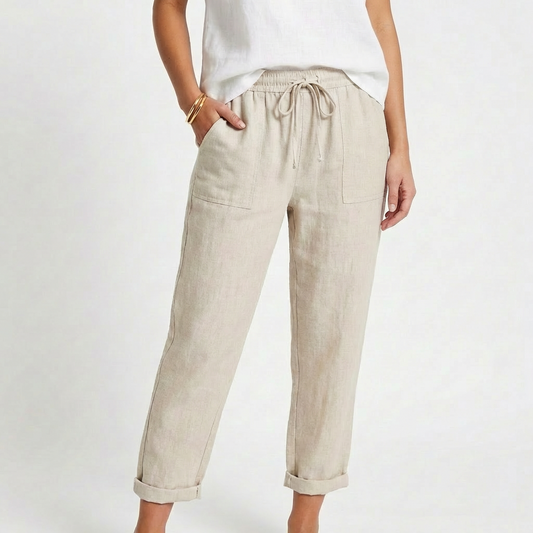 Sofia | Pantalón Mujer Con Cintura Con Cordón Y Bajo Doblado | Casual