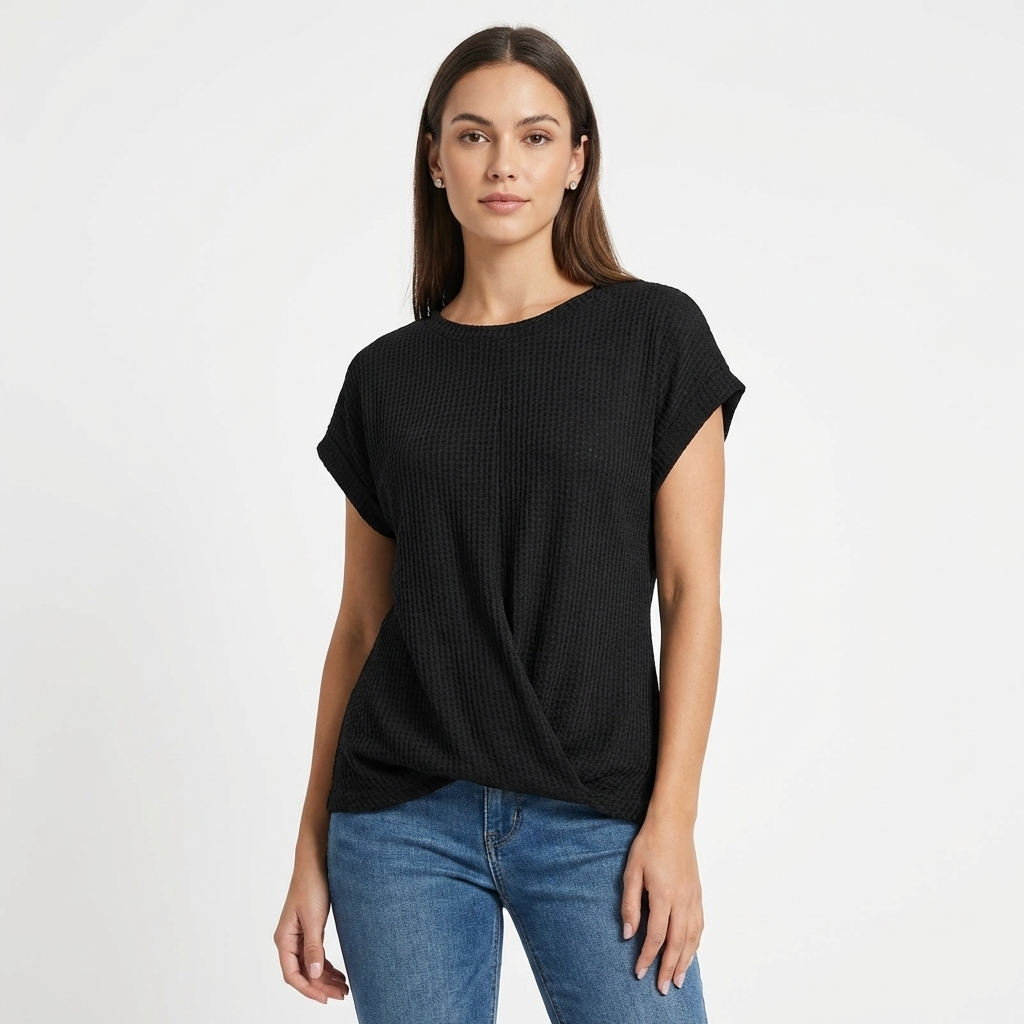 Sofía | Top Textura Waffle Manga Corta Mujer Casual