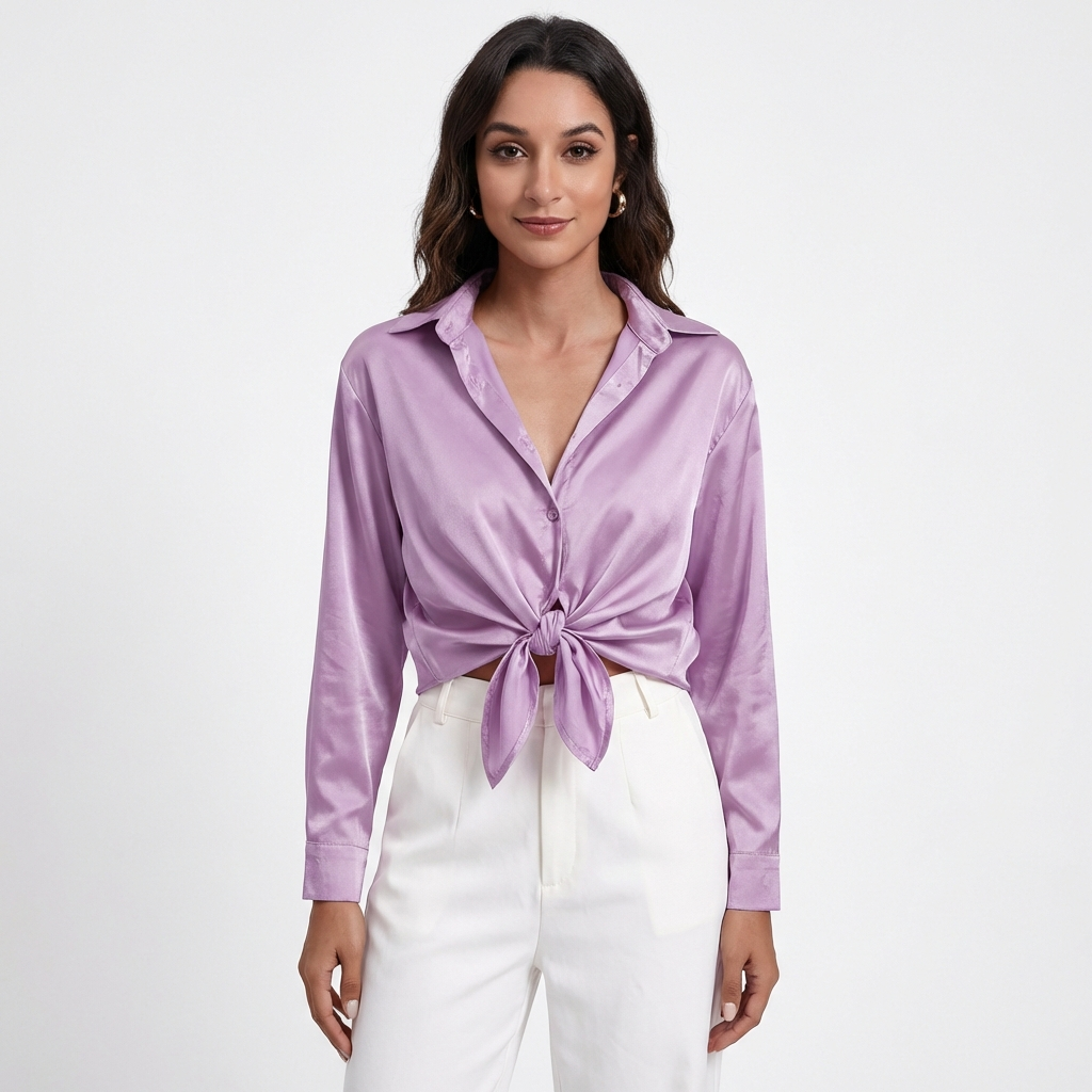 Valeria | Blusa Mujer Con Cuello Clásico Y Bajo Anudado | Elegante