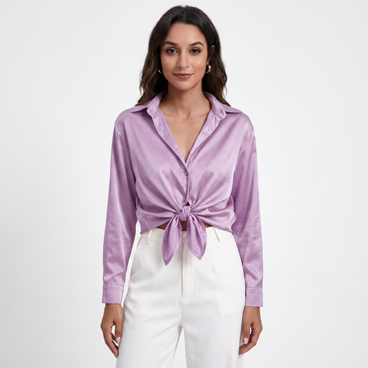 Valeria | Blusa Mujer Con Cuello Clásico Y Bajo Anudado | Elegante