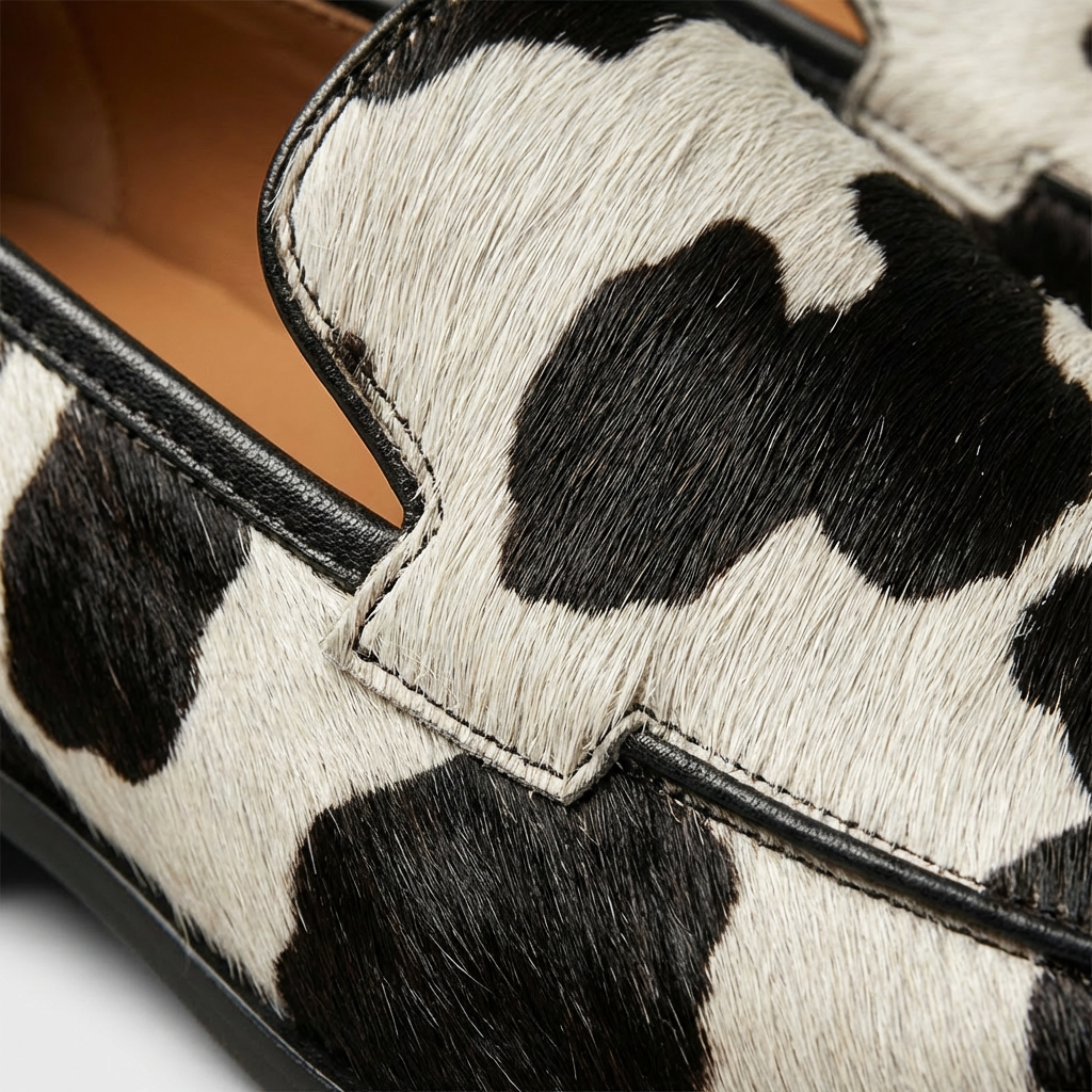 Vera | Mocasines Estampado Vaca con Tacón Bajo Mujer