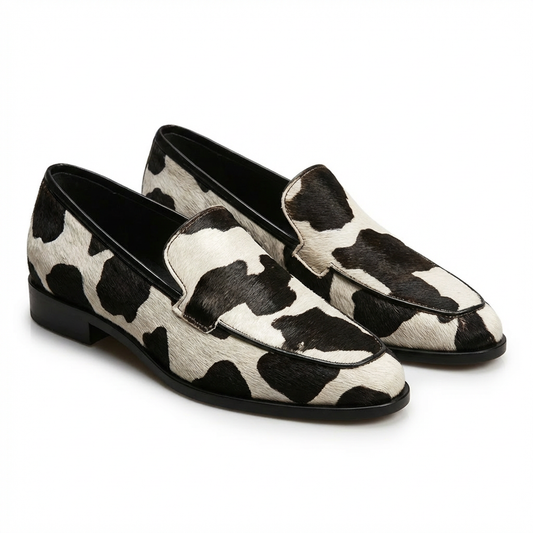 Vera | Mocasines Estampado Vaca con Tacón Bajo Mujer