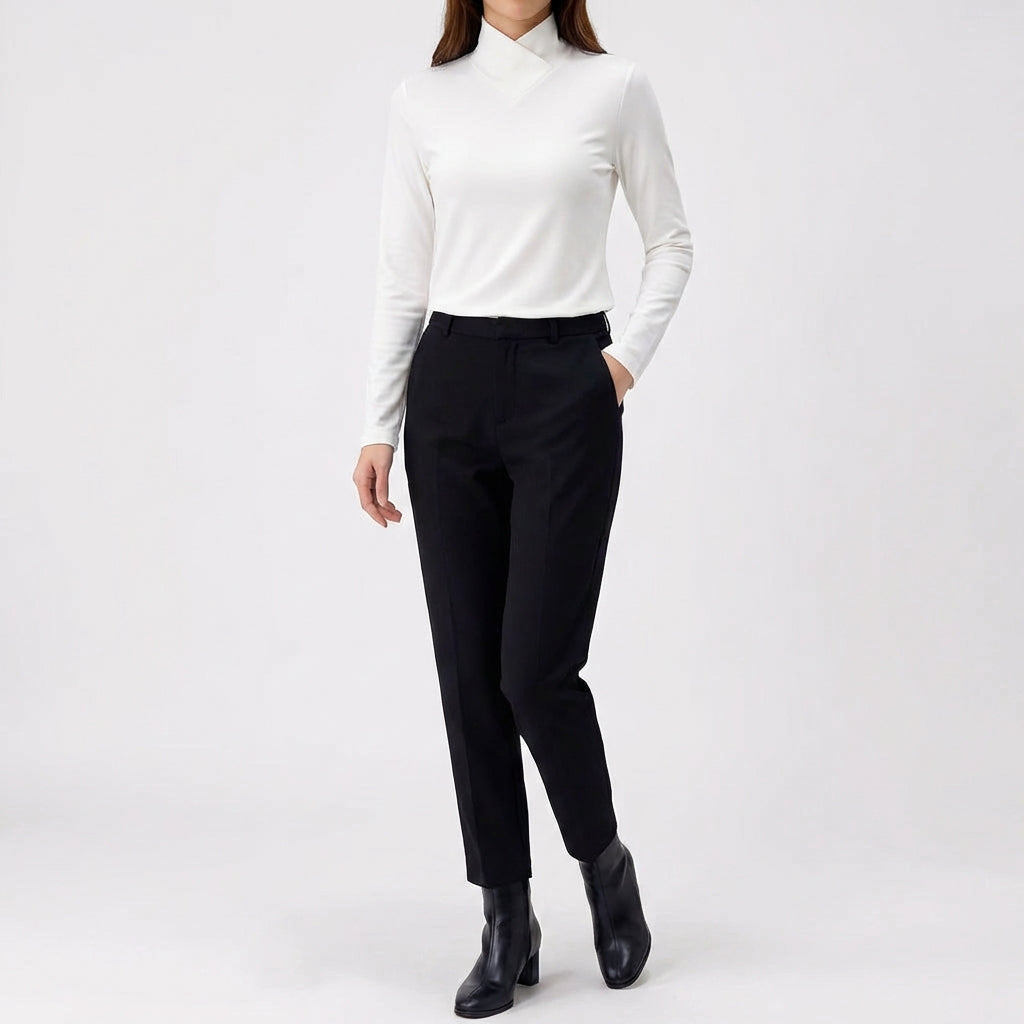 Vera | Top Cuello Alto Cruzado Manga Larga Mujer