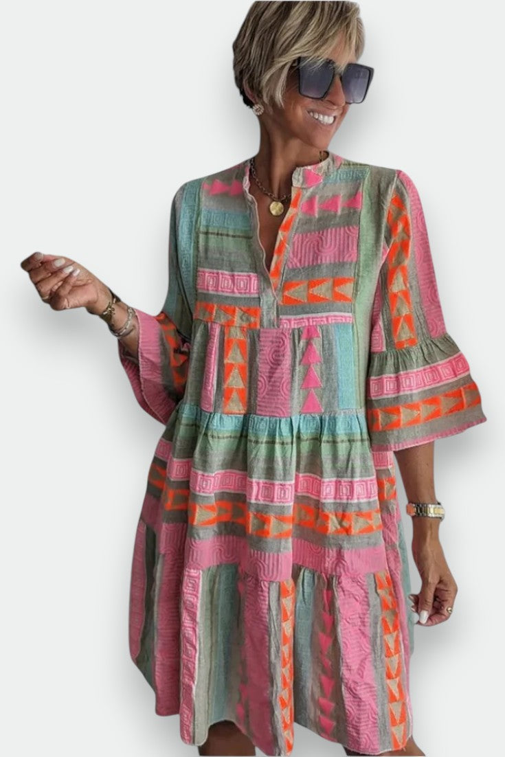 Juliane | Vestido Boho de Swing con Detalles de Volantes